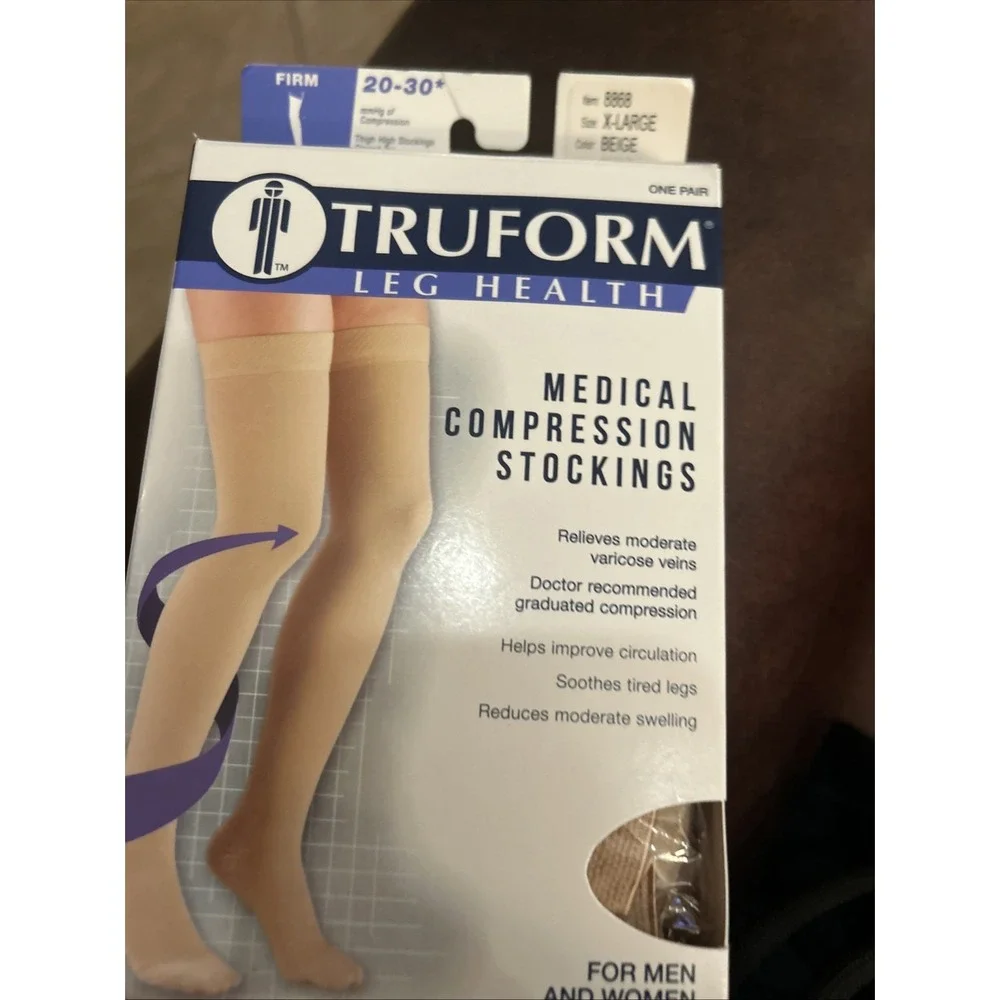 Truform X Large Medical Compression Socks 15-20 mmHg Nude Knee High Closed Toe